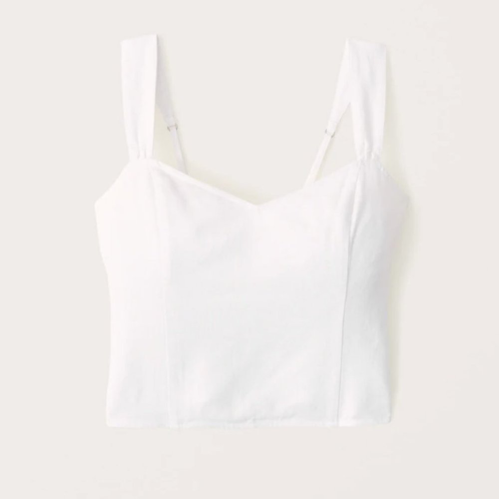 Abercrombie & Fitch Linen Wide Strap V-Neck Top